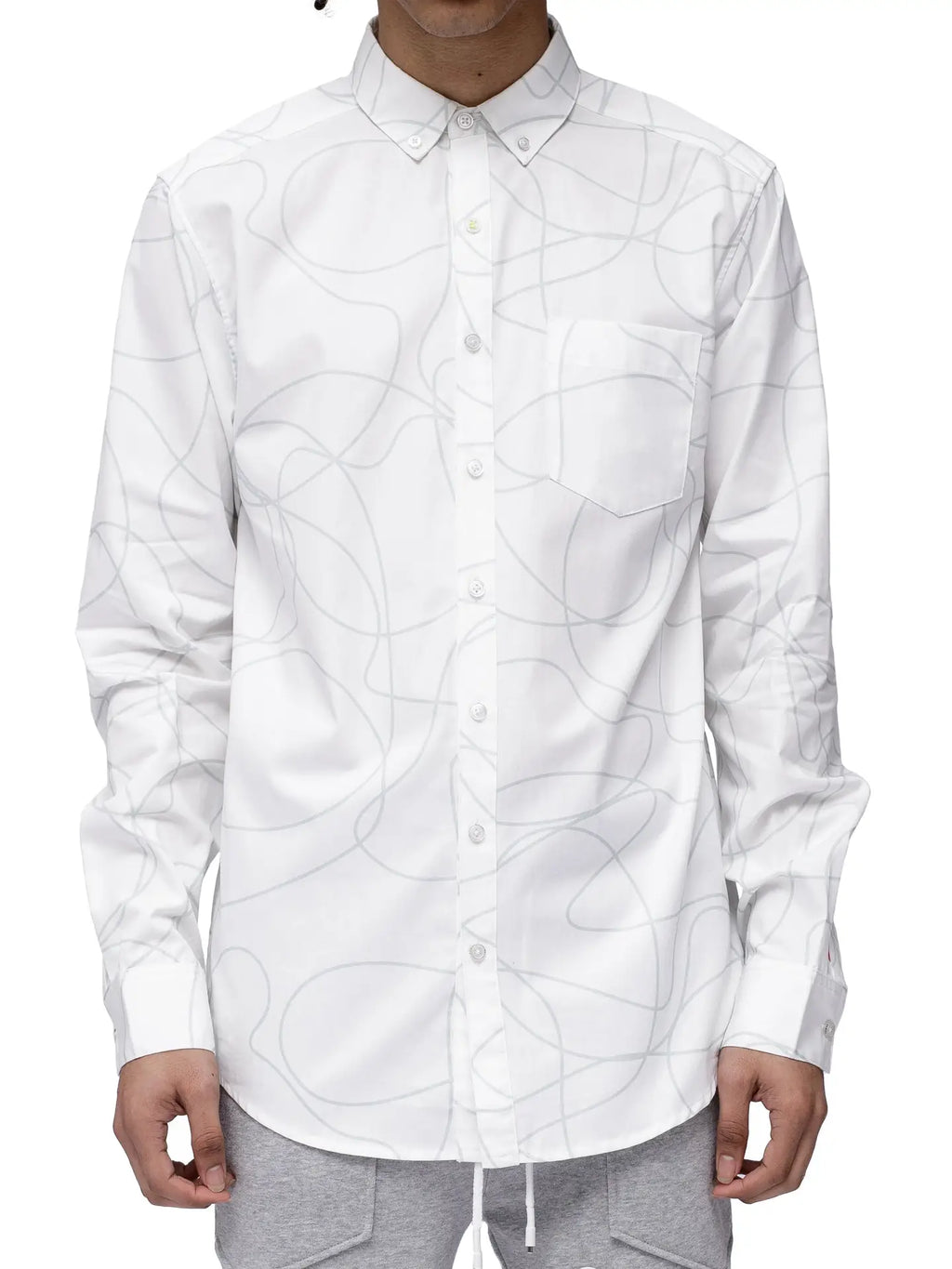Chemise Homme Blanche Motif – 100 % Coton