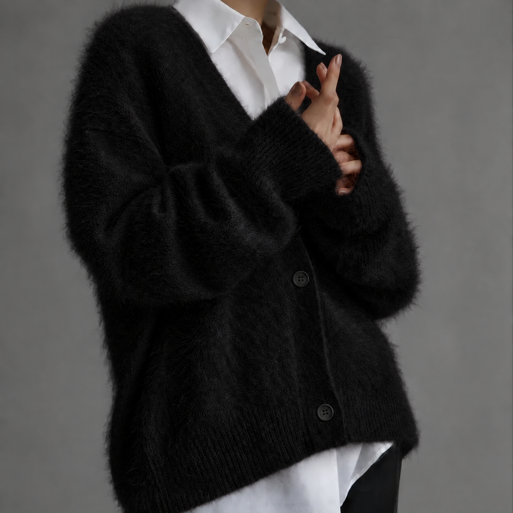 Cardigan femme en tricot imitation mink – Égidéon