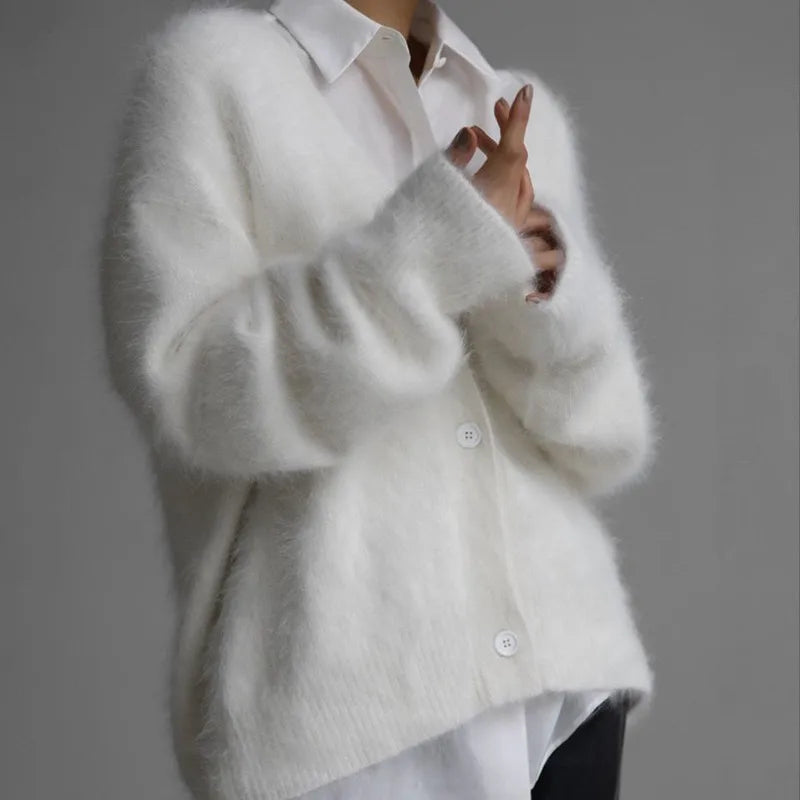 Cardigan femme en tricot imitation mink – Égidéon