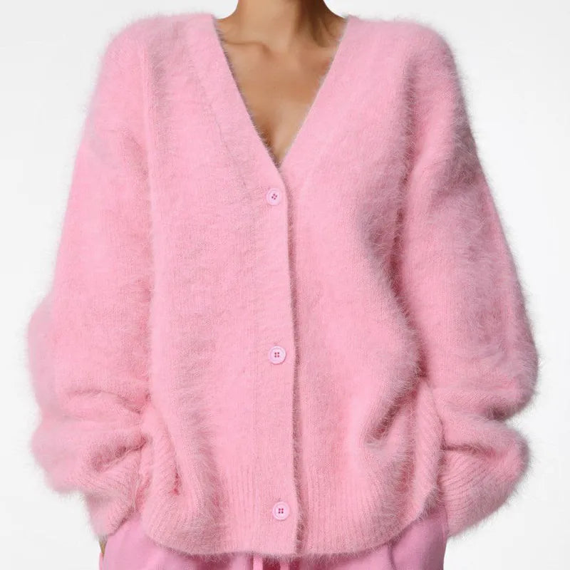 Cardigan femme en tricot imitation mink – Égidéon