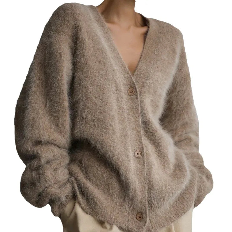 Cardigan femme en tricot imitation mink – Égidéon