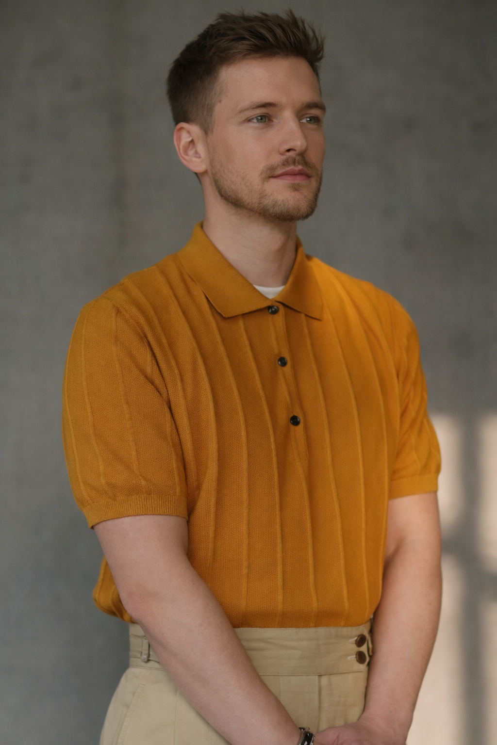 Polo vintage en tricot Homme Unie (100 % viscose)