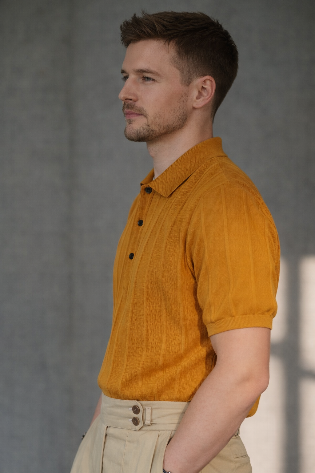 Polo vintage en tricot Homme Unie (100 % viscose)