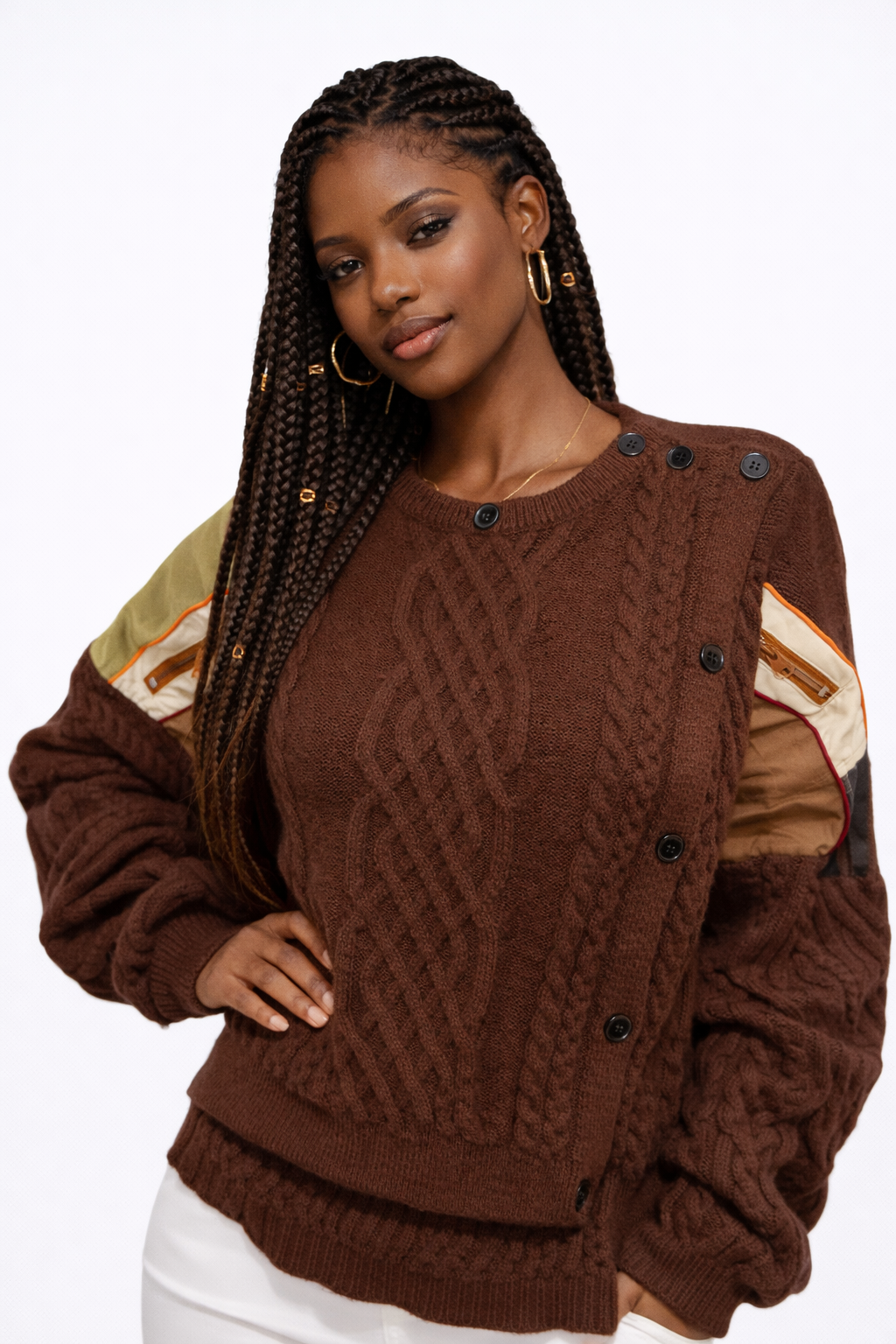 Cardigan hybride crochet et textile technique Femmes – Égidéon