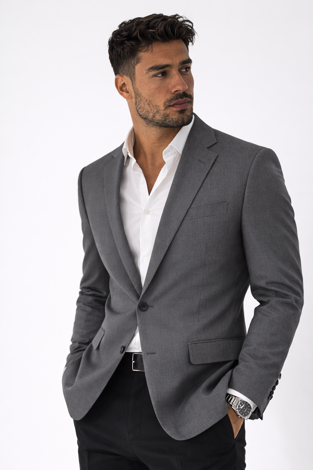 Veston homme gris acier – 100 % polyester