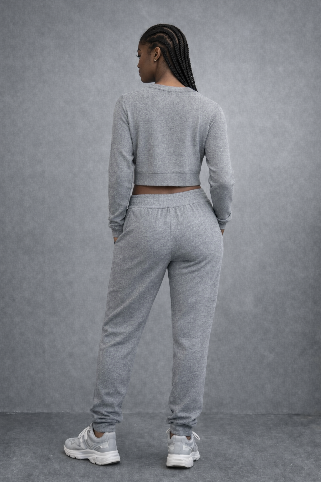 Ensemble de Sport Gris 95 % Polyester, 5 % Élasthanne – Femme