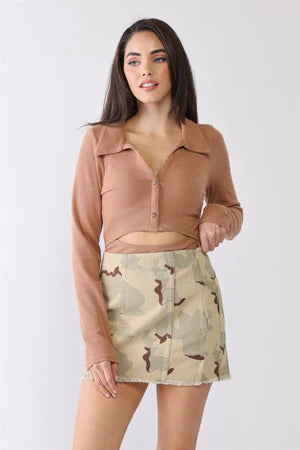 Jupe Courte  100 %Coton  Taille Haute  Femme