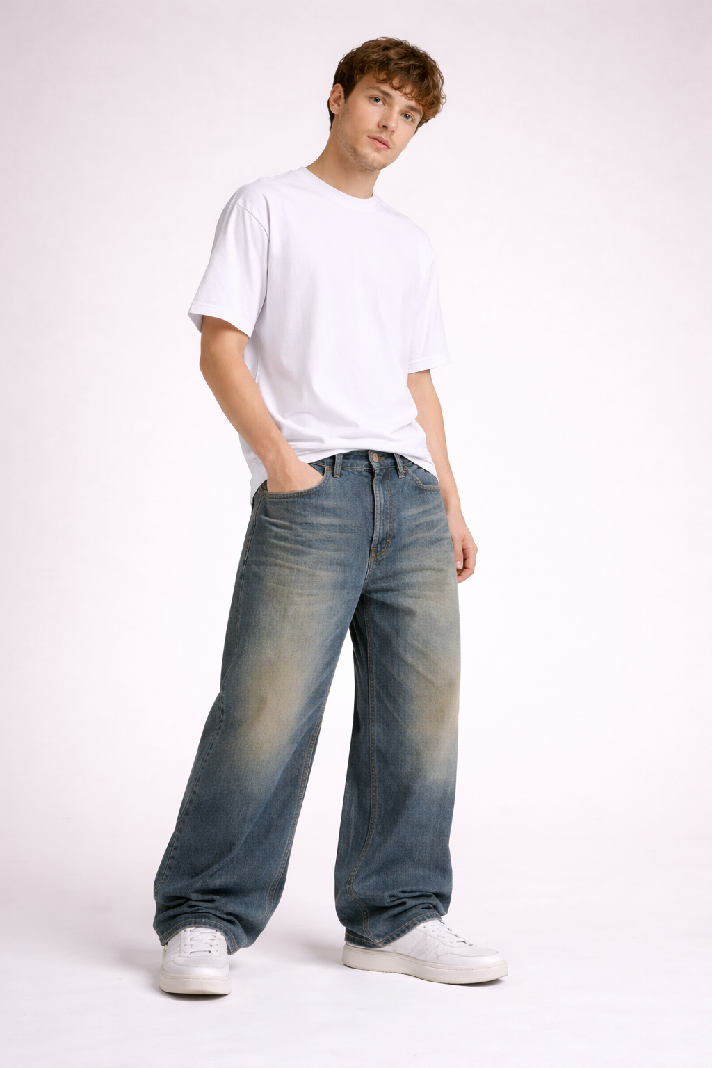 Jean Homme Baggie Jambe Large (77 % coton, 23 % polyester)