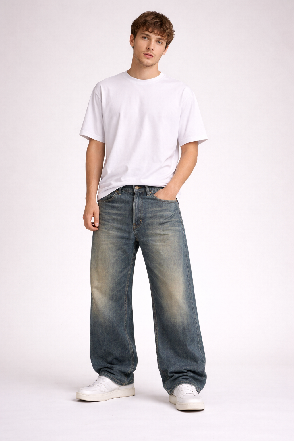 Jean Homme Baggie Jambe Large (77 % coton, 23 % polyester)