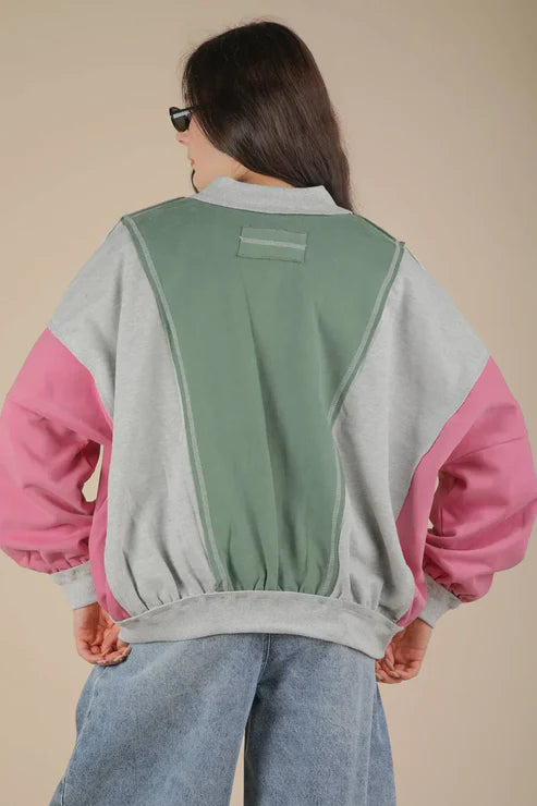 Manteau Colorblock Femme (55% coton, 45% polyester)