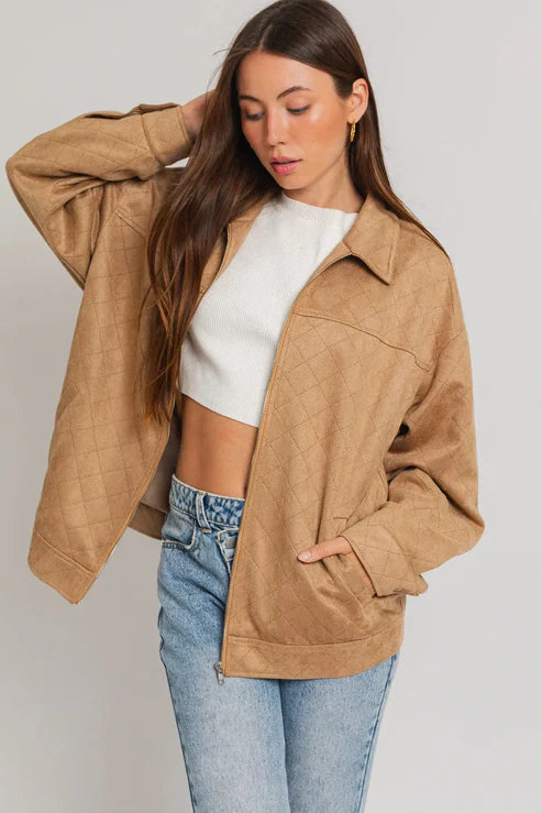 Veste Femme Col Chemise Zippée(90% polyester, 8% spandex, 2% polyuréthane)