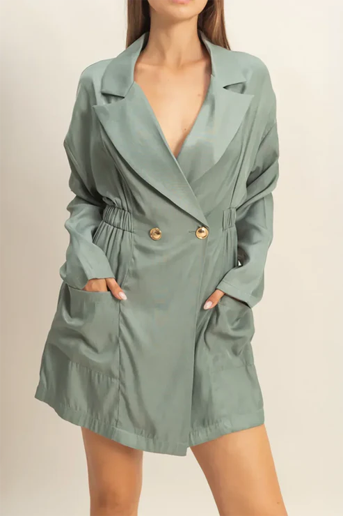 Mini robe blazer femme (50% rayon, 50% polyester)
