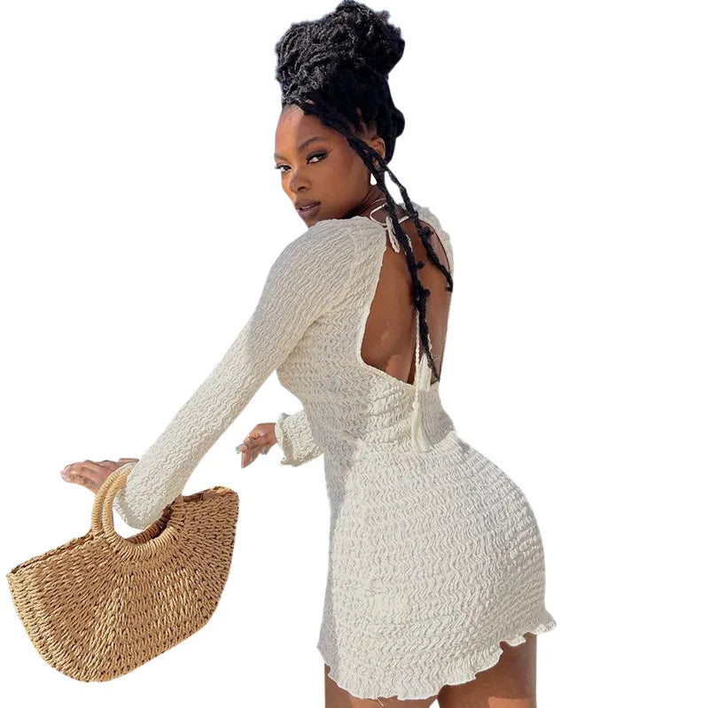 Robe Femme Égidéon Dos Nu Lacée Col Halter (95 % polyester, 5 % spandex)